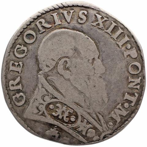 1572-1585 Testone Gregory XIII Coin Papal States Italy