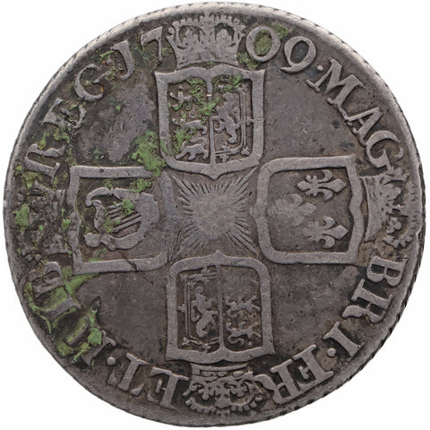 1709 Shilling Anne Coin UK Plain angles