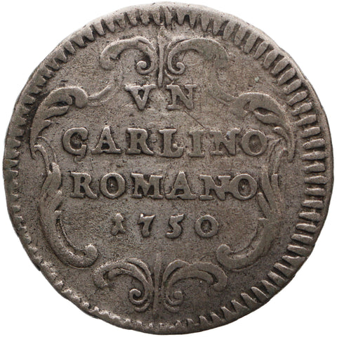 1750 1 Carlino Romano Benedict XIV Coin Papal States