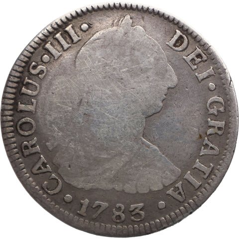 1783 FF 2 Reales Mexico Coin Charles III Silver