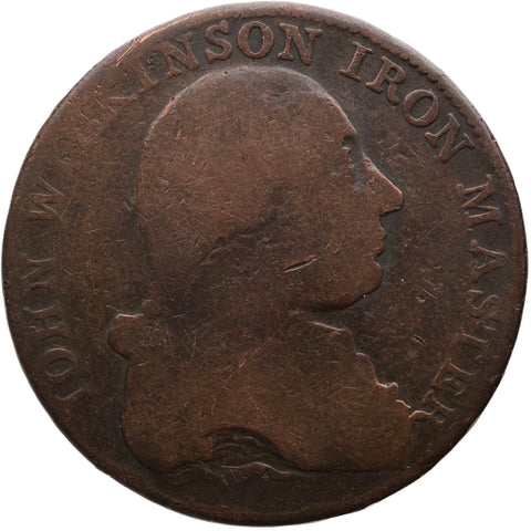 1788 Half Penny Token Warwickshire Wilkinson Man working an industrial