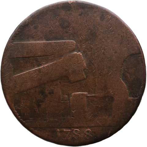 1788 Half Penny Token Warwickshire Wilkinson Man working an industrial