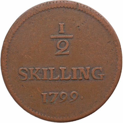 1799 ½ Skilling Riksgälds Sweden Coin Gustaf IV Adolf