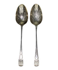 1802 Antique George III Era Large Pair Solid Silver Berry Serving Spoons with Case Silversmith George Wintle London Hallmarks