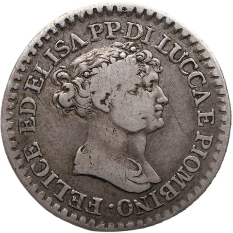 1807 1 Franco Lucca Italy Coin Silver Felice Baciocchi Florence Mint