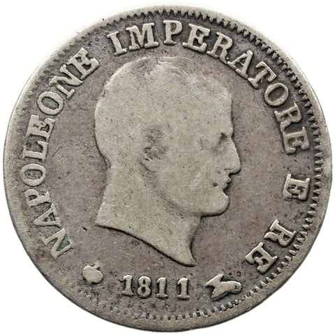 1811 10 Soldi Napoleon I Coin Kingdom of Italy Silver