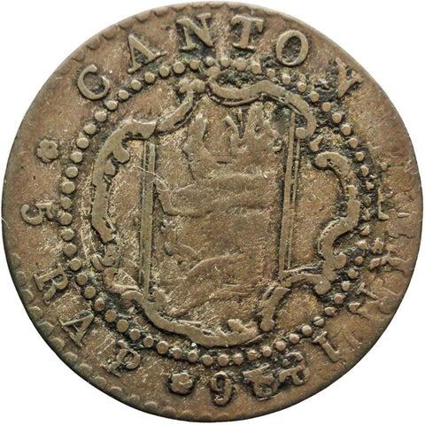 1826 5 Rappen Switzerland Coin Bern Swiss Cantons