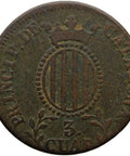 1836 3 Quartos Catalonia Coin Spain