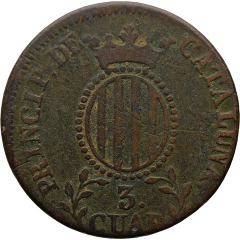 1836 3 Quartos Catalonia Coin Spain