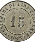 1848 Republic of Venice 15 Centesimi Italy Coin