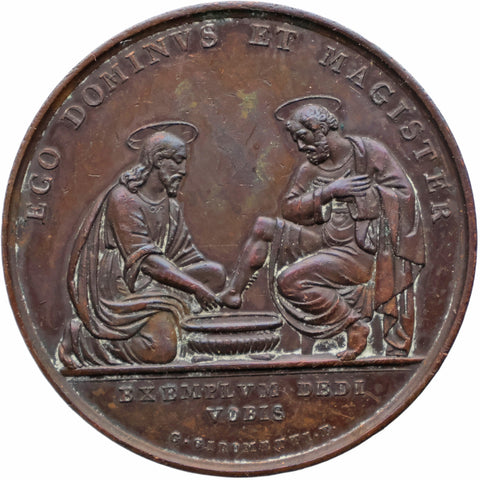 1854 Italy Papal Medal Pius IX Jesus Foot Washing of the Disciples