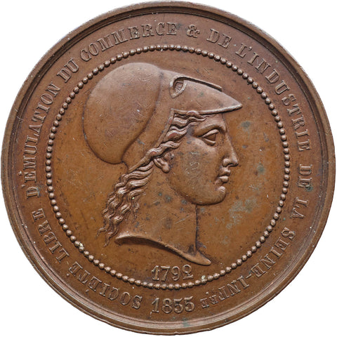 1855 France Medal - Société Libre d'Émulation du Commerce & de l'Industrie de la Seine-Inférieure