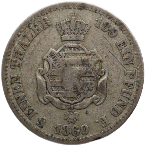 1860 B ⅙ Thaler Kingdom of Saxony Coin John I