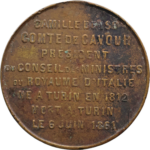 1861 Camille Benso, Count of Cavour Italy Commemorative Medal