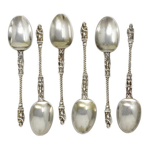 1863 Antique Victorian Era Apostle Set Six Tea Spoons Silversmith H J Lias & Son (Henry John Lias & Henry John Lias) London Hallmarks