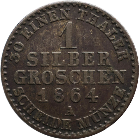 1864 A 1 Silbergroschen Kingdom of Prussia Germany Coin William I Berlin Mint