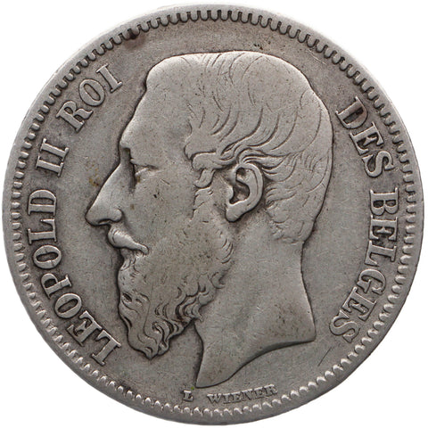 1867 2 Francs Belgium Coin Leopold II French text