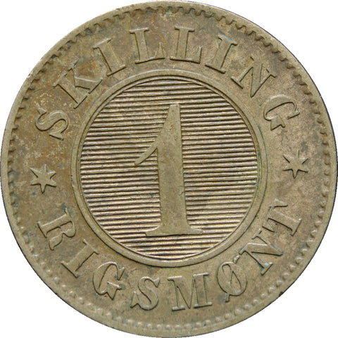 1867 Denmark 1 Skilling Rigsmont Christian IX Coin