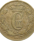 1867 Denmark 1 Skilling Rigsmont Christian IX Coin