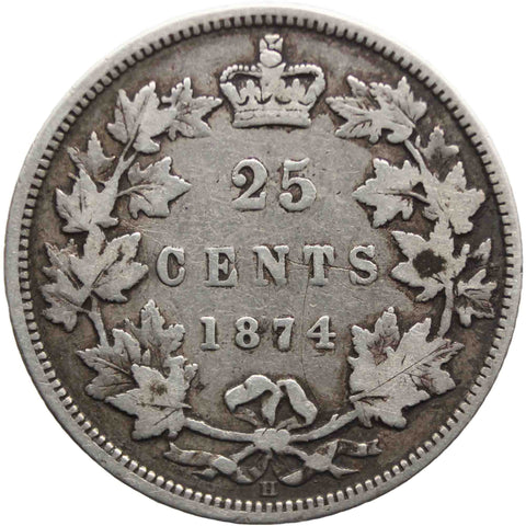 1874 Canada 25 Cents Victoria Coin Silver