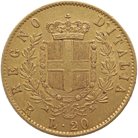 1878 R 20 Lire Italy Coin Gold Vittorio Emanuele II Roma Mint