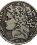 1880 One Peseta Peru Silver Coin with dot after B