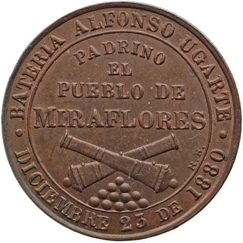 1880 Peru Medal Alfonso Ugarte Battery Miraflores