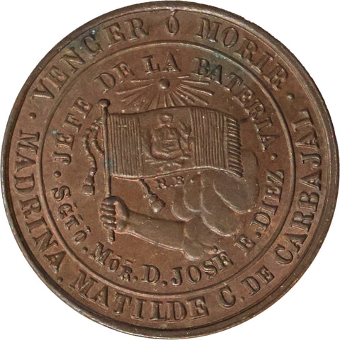 1880 Peru Medal Alfonso Ugarte Battery Miraflores