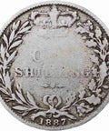 1887 Great Britain Victoria Silver Shilling Coin