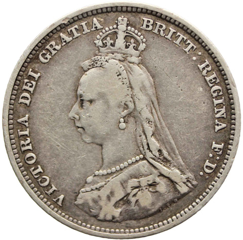 1887 Shilling Queen Victoria Great Britain Silver Coin