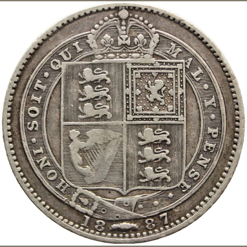 1887 Shilling Queen Victoria Great Britain Silver Coin