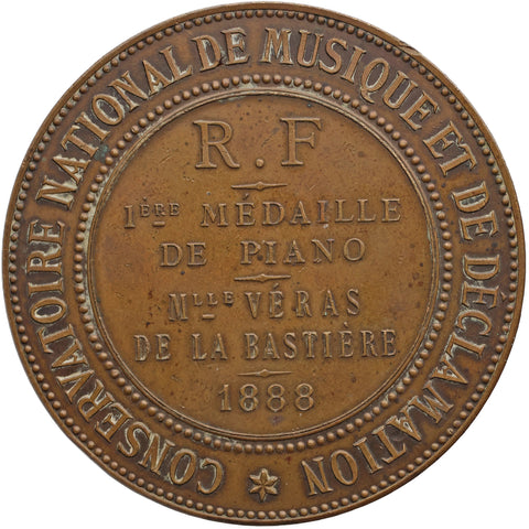 1888 National Conservatory of Music Medal France Piano Award