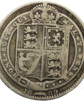 1889 Shilling Victoria Coin Great Britain Silver