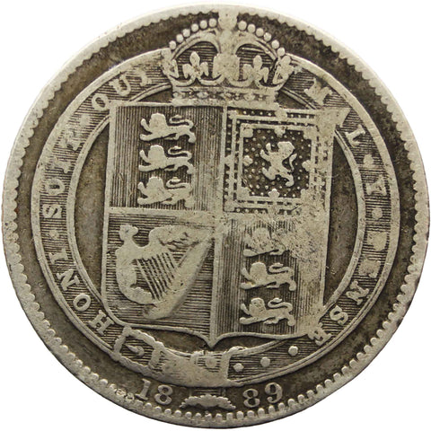 1889 Shilling Victoria Coin Great Britain Silver