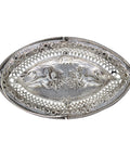 1891 Antique Victorian Era Angels Decorative Sterling Silver Pierced Sweets Basket Silversmith Nathan & Hayes (George Nathan & Ridley Hayes) Birmingham Hallmarks