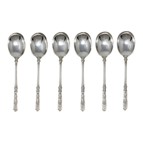 1891 Antique Victorian Era Sterling Silver Set Six Teaspoons Sheffield Hallmarks John Round & Sons Ltd. Maker