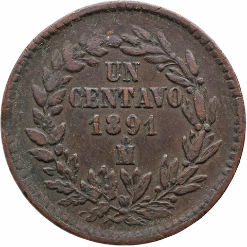 1891 Mo 1 Centavo Mexico Coin