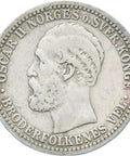 1891 Norway Oscar II silver 50 Øre (ore) coin