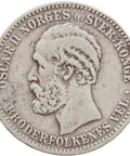 1892 One Krona Norway Coin King Oscar II