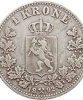 1892 One Krona Norway Coin King Oscar II