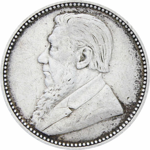 1892 ZAR South Africa Paul Kruger silver six pence coin