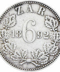 1892 ZAR South Africa Paul Kruger silver six pence coin