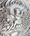 1896 Antique Victorian Era Sterling Silver Pierced Dish with Cupid Cherub Decoration Silversmiths William Devenport Birmingham Hallmarks