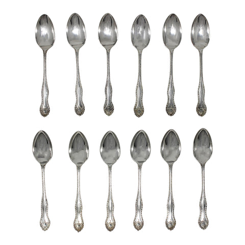 1900 Antique Victorian Era Set Twelve Tea Spoons Silversmith Cooper Brothers & Sons Ltd Sheffield Hallmarks