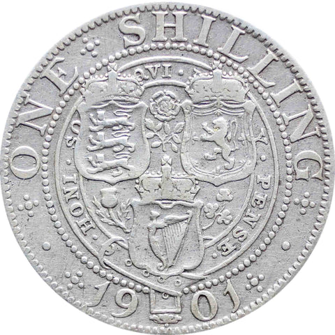 1901 Shilling Queen Victoria Great Britain Silver Coin