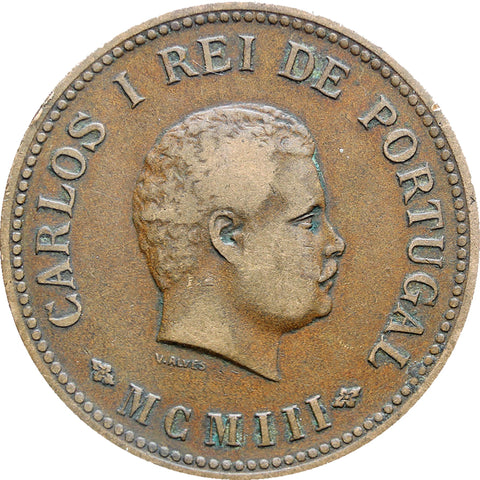 1903 Portugal India 1/2 Tanga Carlos I Coin