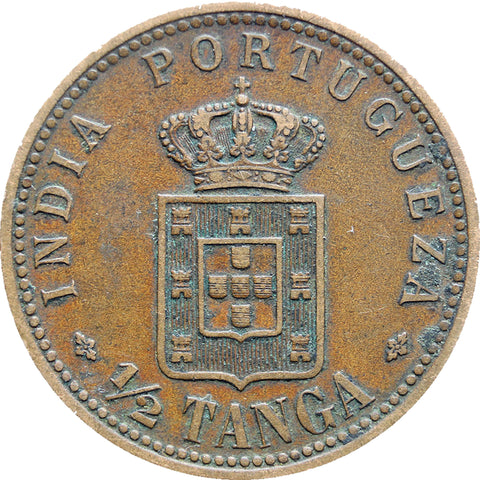 1903 Portugal India 1/2 Tanga Carlos I Coin