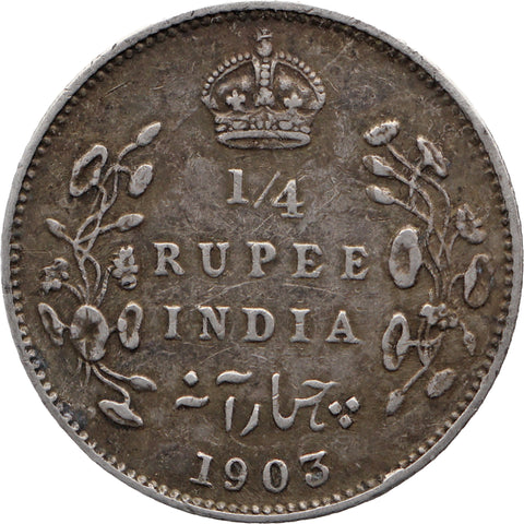 1903 ¼ Rupee British India Coin Edward VII Silver Calcutta Mint