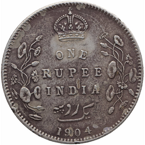 1904 One Rupee British India Coin Edward VII Silver Calcutta Mint