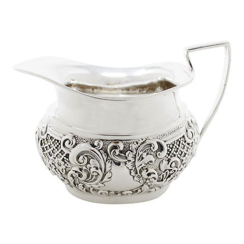 1905 Antique Victorian Era Sterling Silver Cream Jug Silversmith William Aitken Birmingham Hallmarks